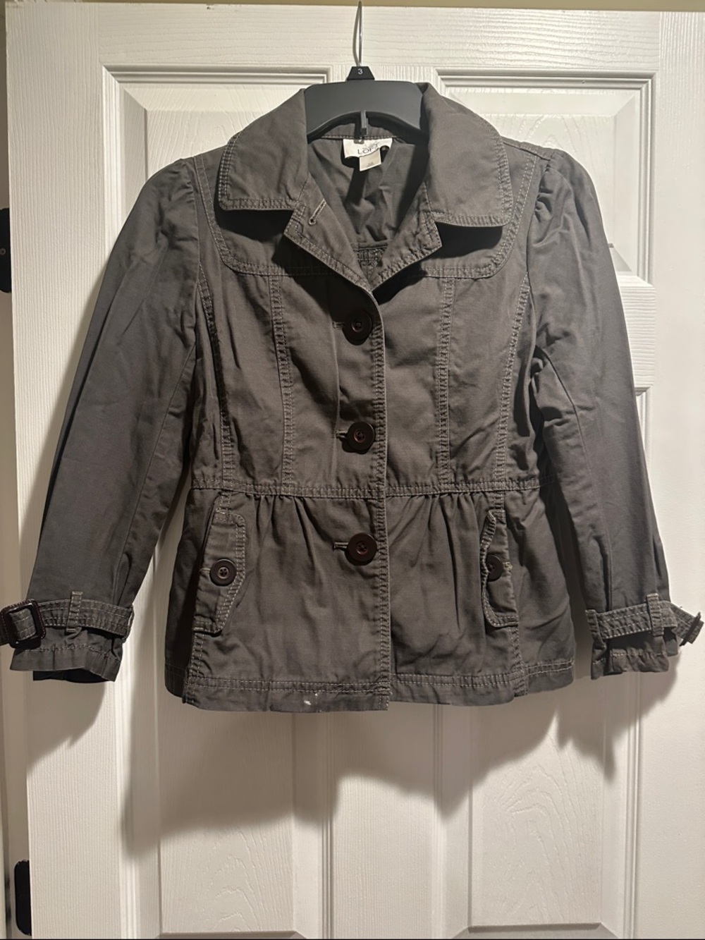 LOFT Olive Utility Trench Jacket with Button Front